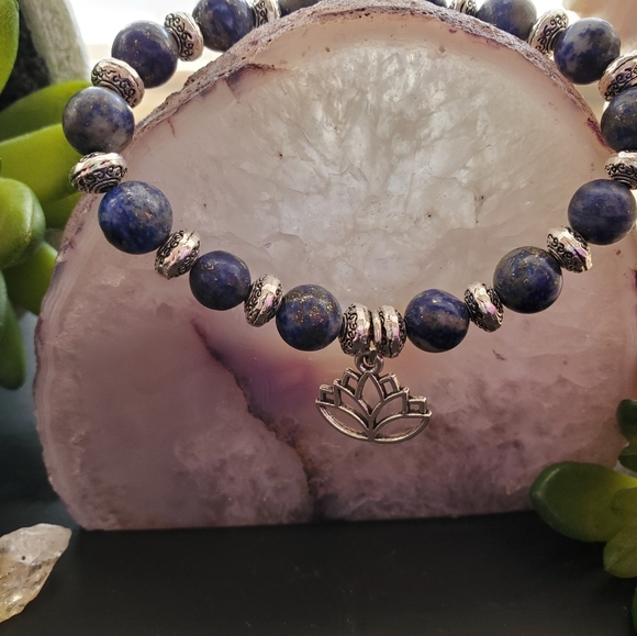 Handmade Jewelry - Genuine Lapis lazuli elastic bracelet